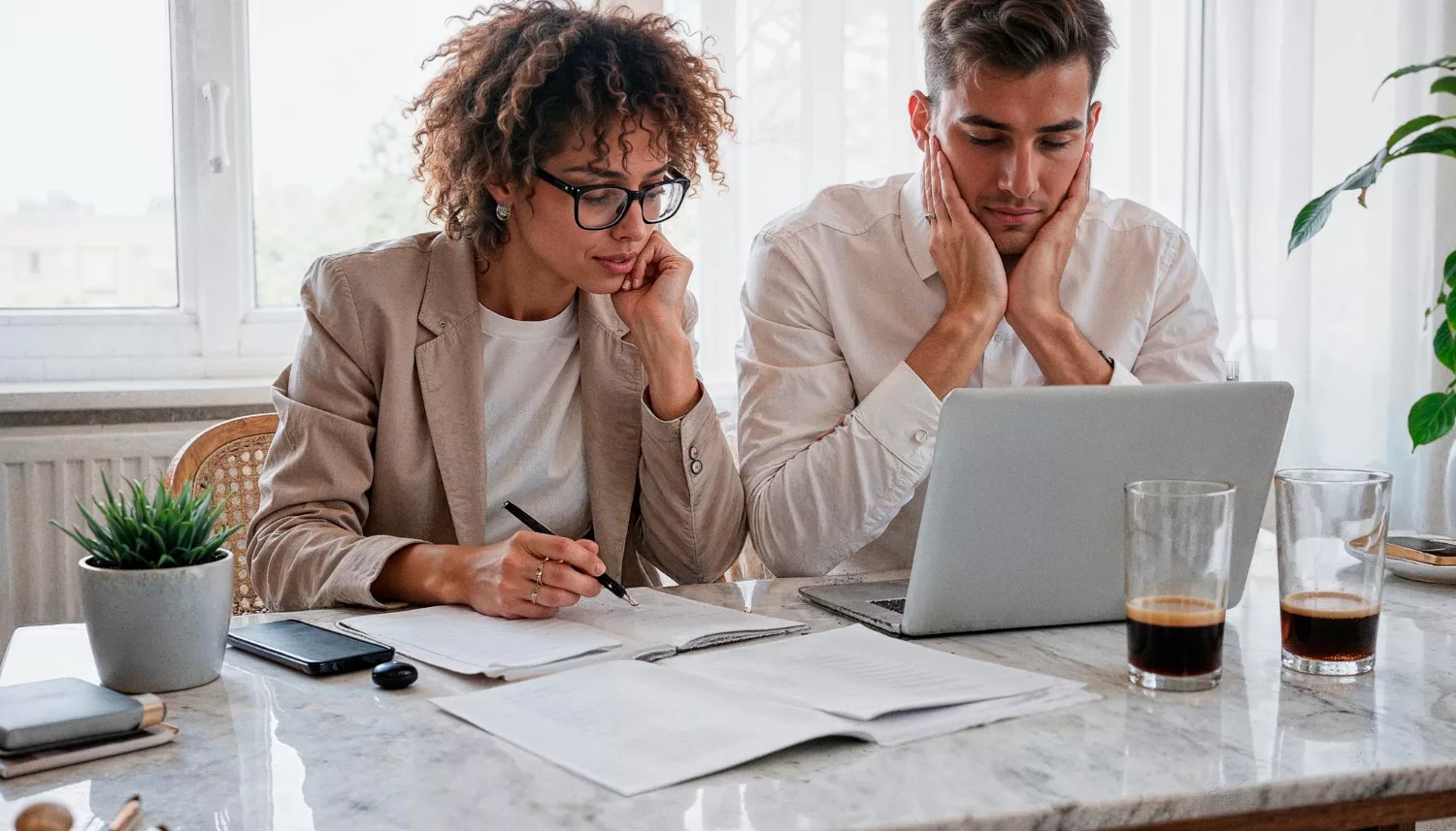 2 people looking at a laptop