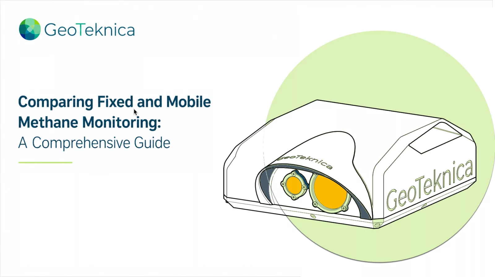 Illustration of a methane monitoring device highlighting fixed vs mobile monitoring in environmental analysis.