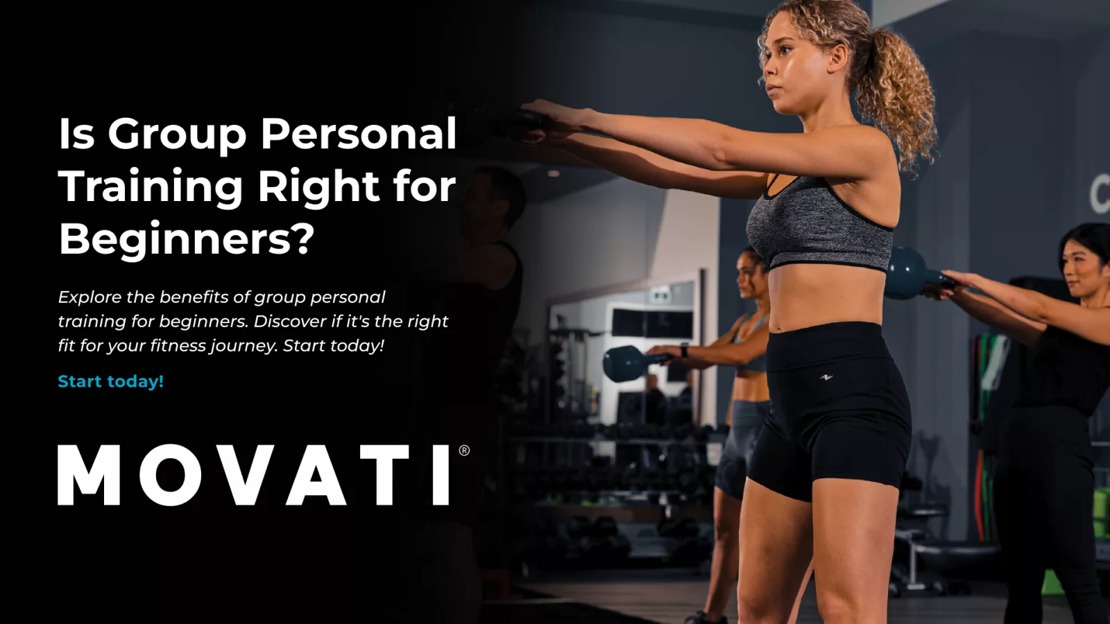 Women engaging in group personal training with kettlebells in a gym setting.