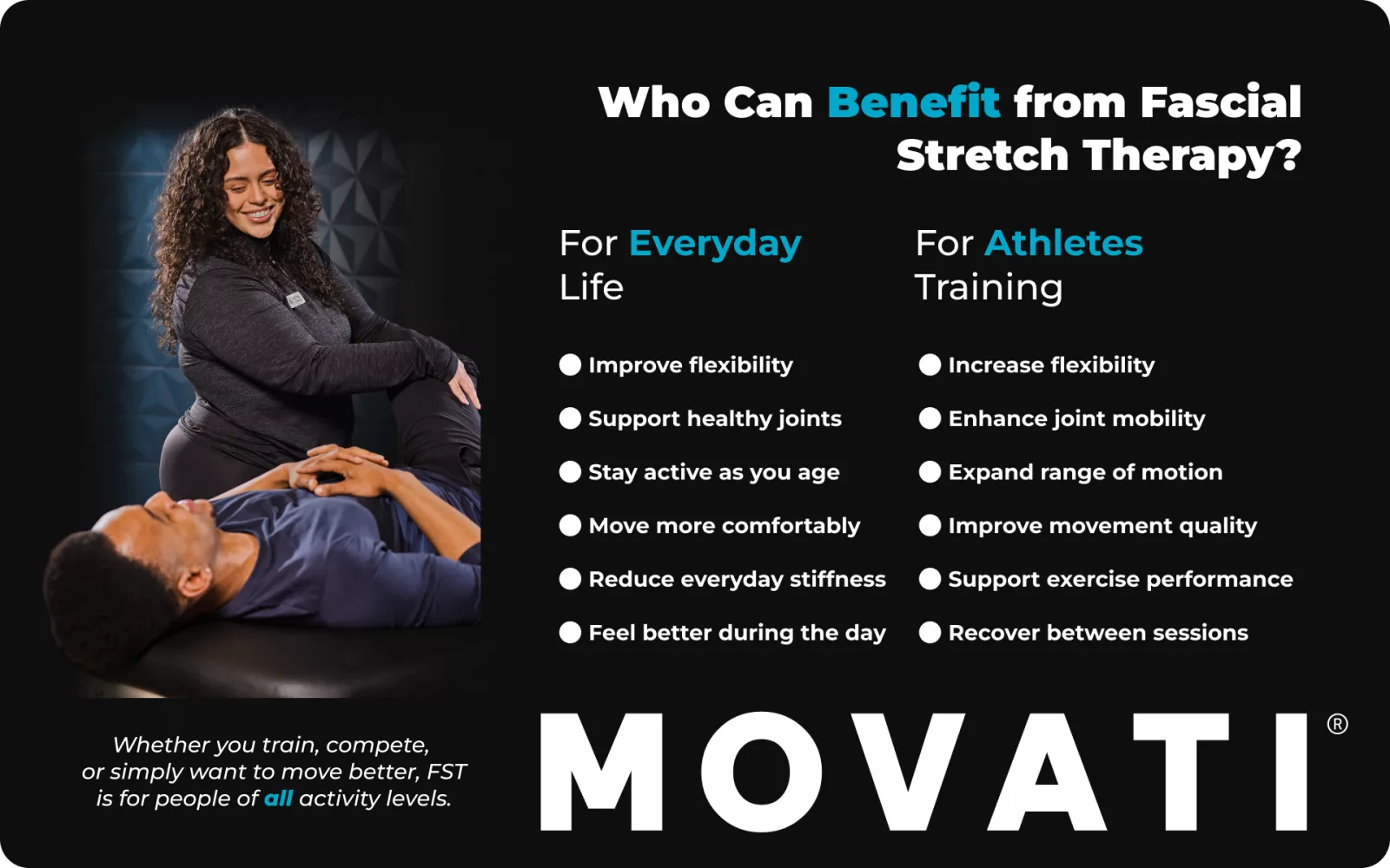 Therapist performing Fascial Stretch Therapy on a client to enhance mobility and flexibility.
