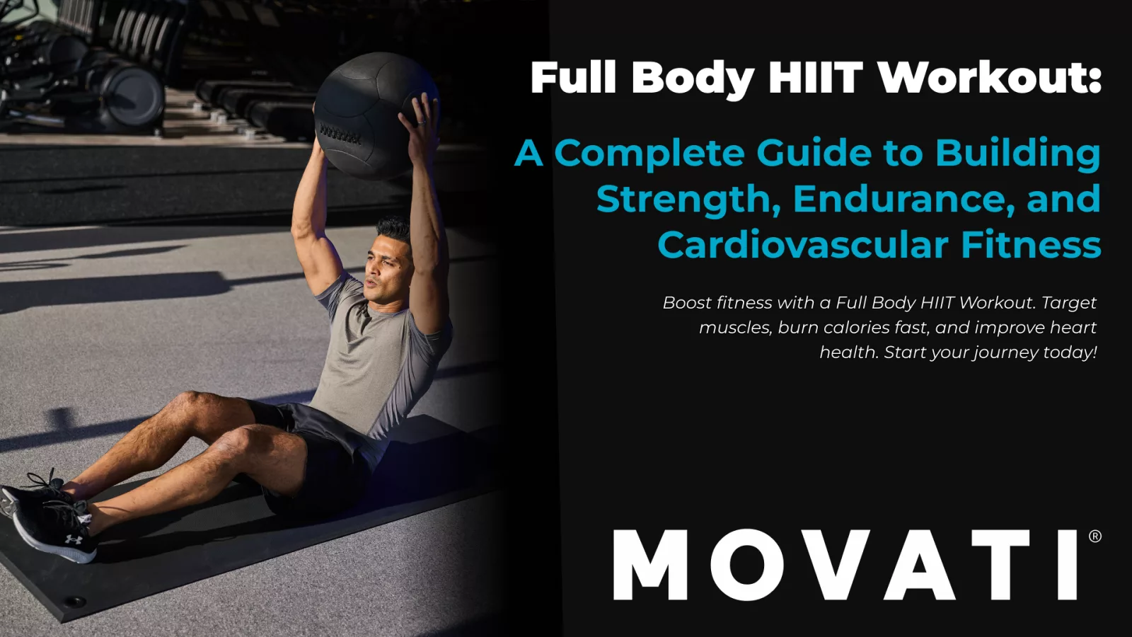 Man performing sit-ups with a medicine ball during a Full Body HIIT Workout.