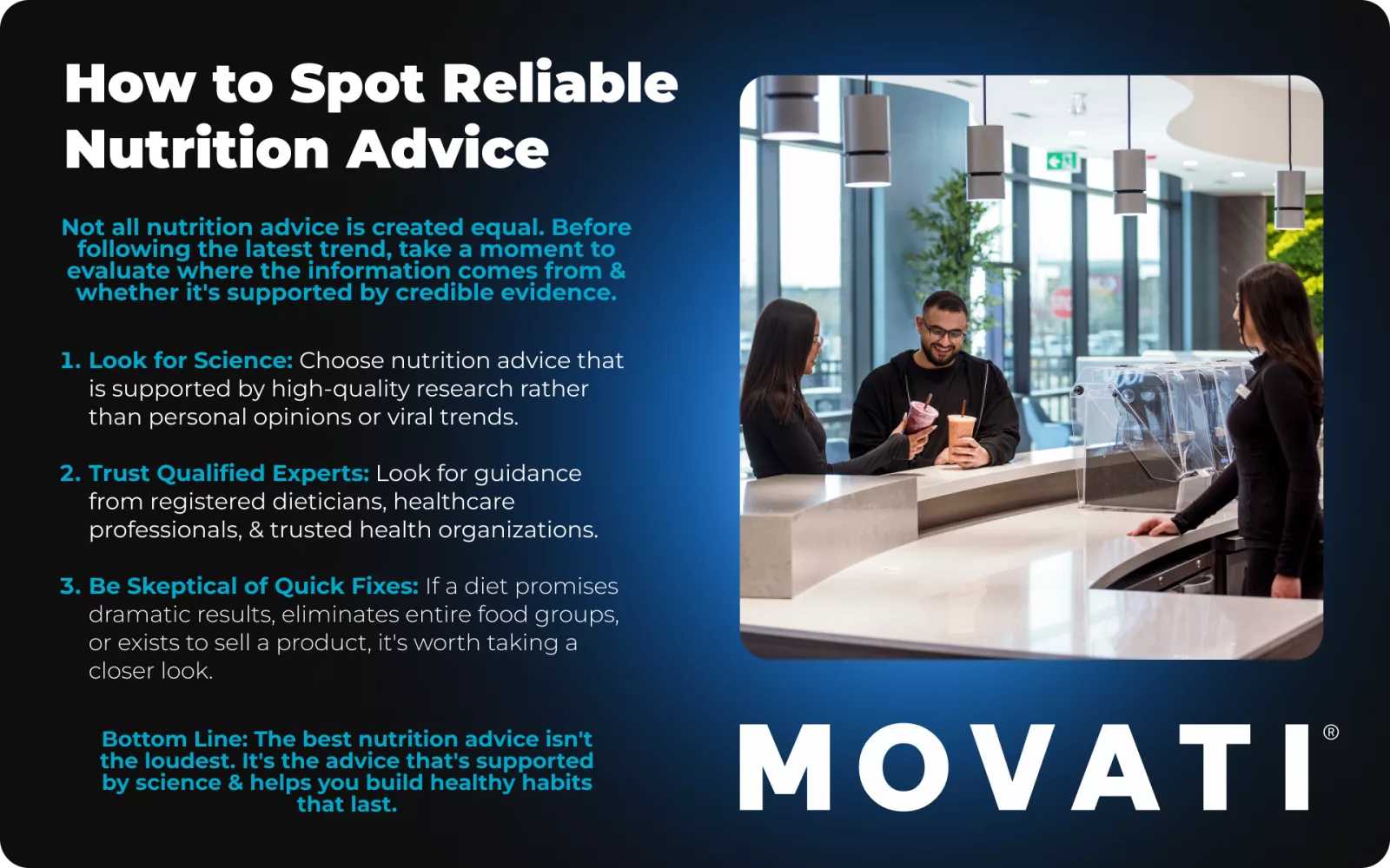 Reliable nutrition advice tips displayed on a screen, highlighting science-based guidance to debunk nutrition myths.