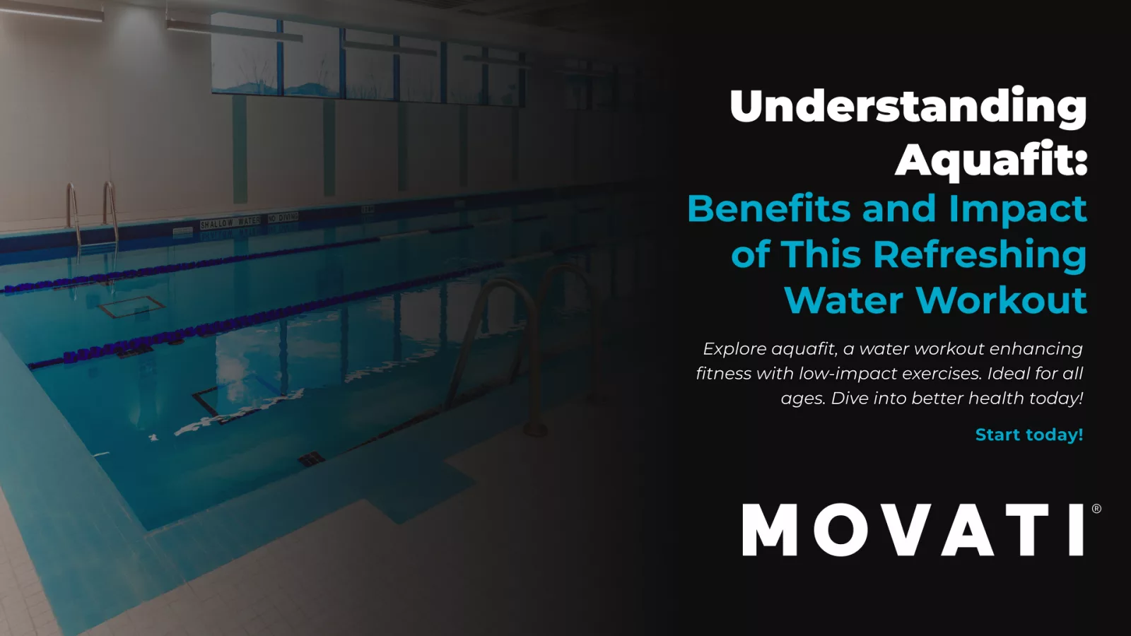 Indoor pool ready for aquafit classes, featuring lanes and exercise equipment for water workouts.