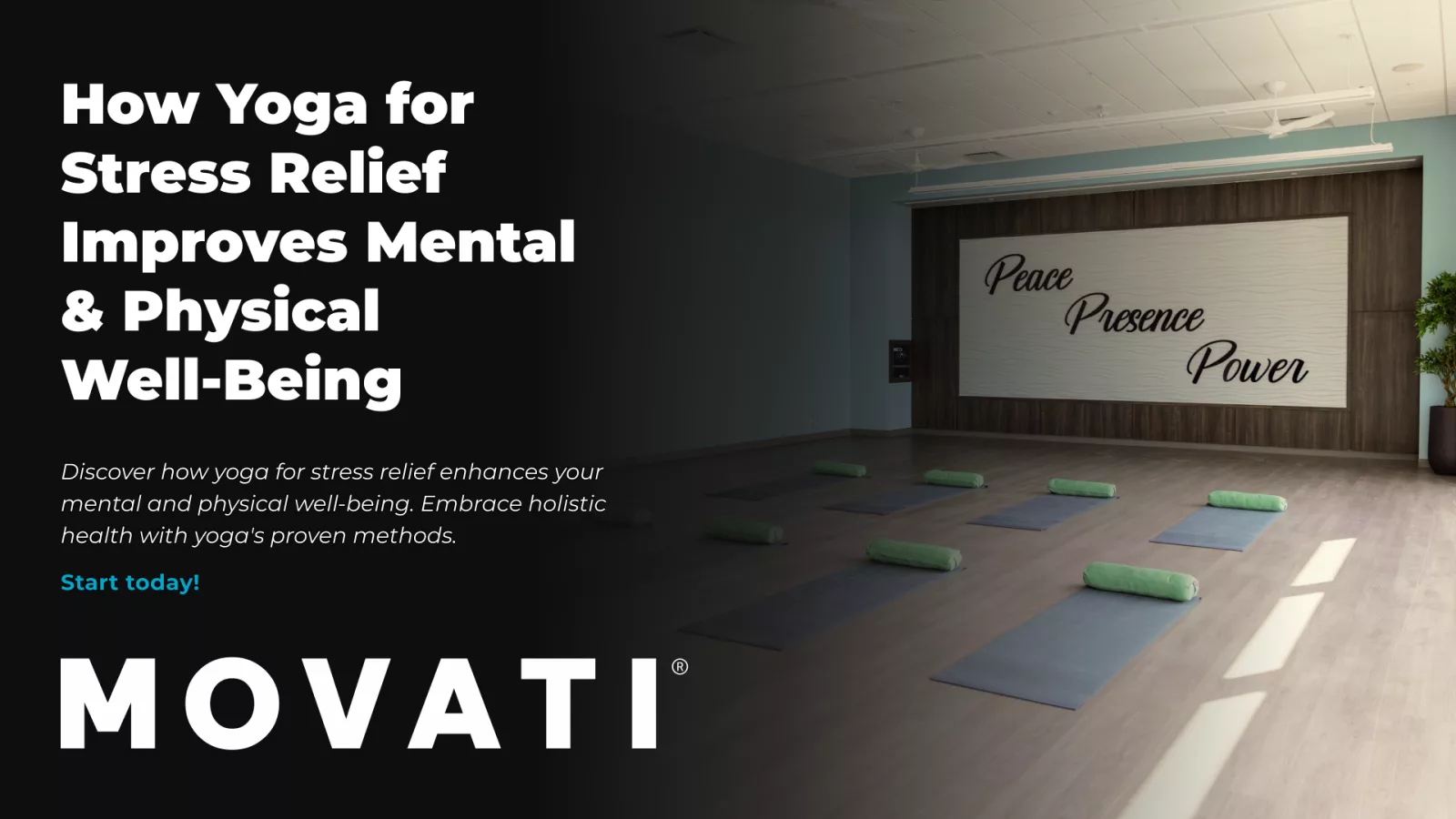 Empty yoga studio with mats and bolsters, emphasizing yoga for stress relief to enhance mental well-being.