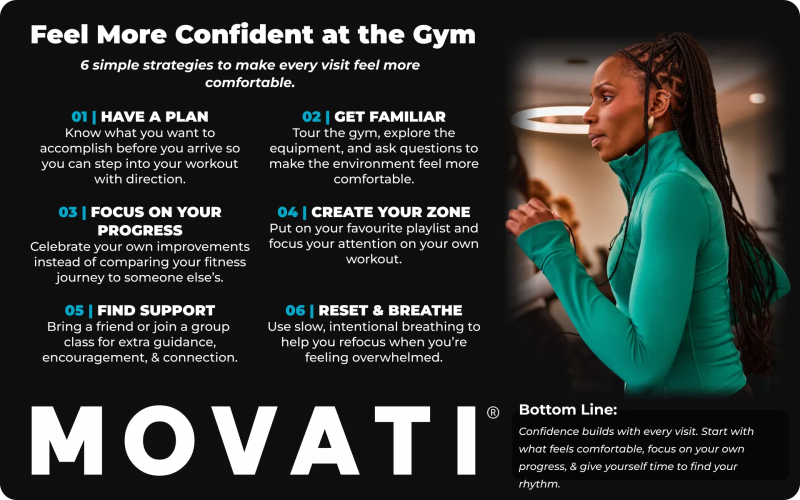 Woman at the gym focusing on workout; tips to overcome gym anxiety and boost confidence.