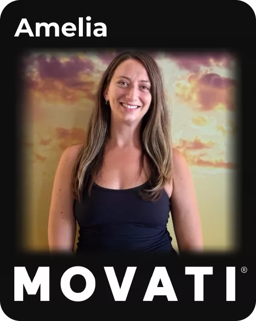 Instructor Amelia at MOVATI Yoga hOMe Retreat, embodying the theme: slow down, breathe deep, and reconnect.