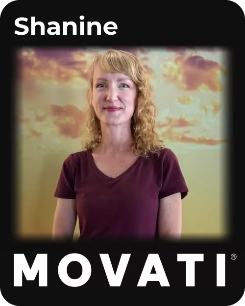 Instructor Shania at MOVATI Yoga hOMe Retreat, embodying the theme: slow down, breathe deep, and reconnect.